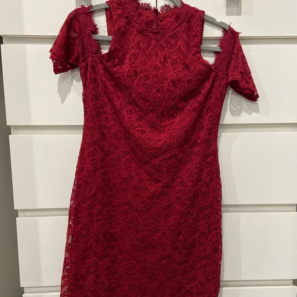deep red lace dress